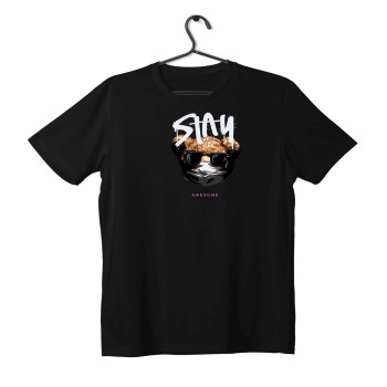 T-shirt Unisex Black Με Σταμπα Stay awesome