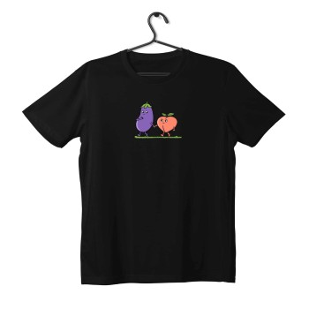 T-shirt Unisex Black Με Σταμπα Eggplant Heart