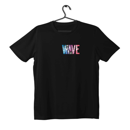 T-shirt Unisex Black Με Σχέδιο Wave