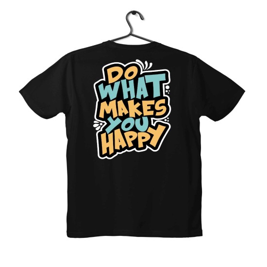 T-shirt Unisex Black Με Σχέδιο Do What Makes You Happy