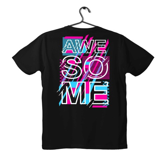 T-shirt Unisex Black Με Σχέδιο Awesome