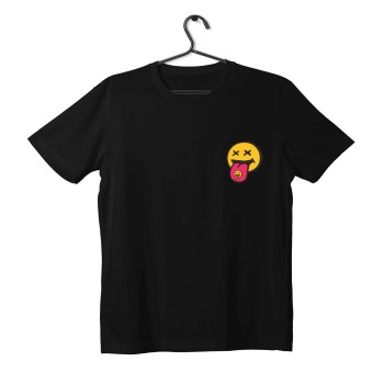 T-shirt Unisex Black Με Σχέδιο Tongue smile