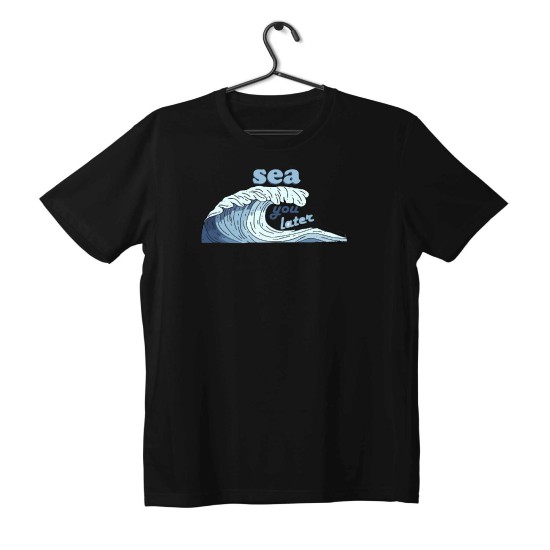 T-shirt Unisex Black Με Σχέδιο Sea you later