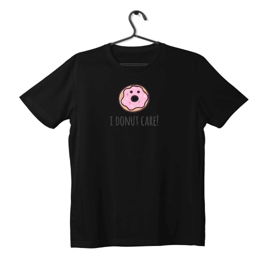 T-shirt Unisex Black Με Σχέδιο I donut care