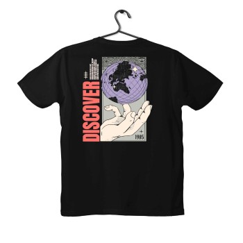 T-shirt Unisex Black Με Σχέδιο Discover