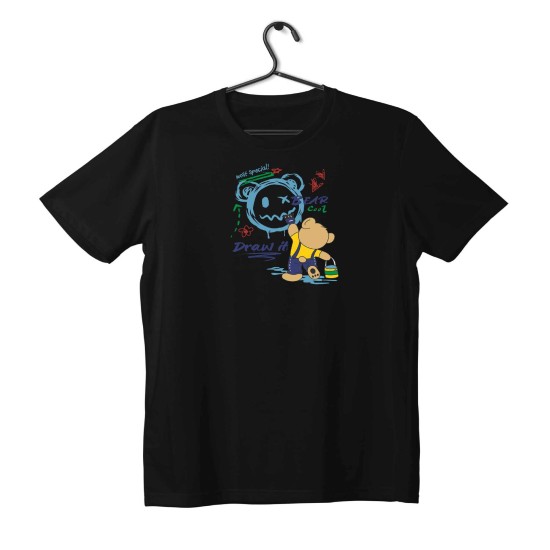 T-shirt Unisex Black Με Σχέδιο Bear cool Draw it