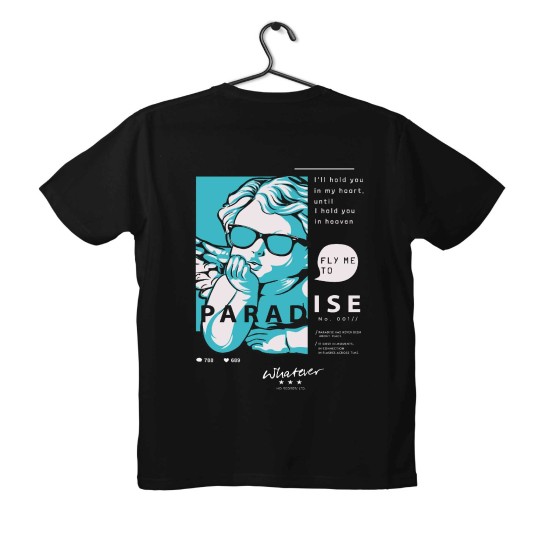 T-shirt Unisex Black Με Σχέδιο Paradise