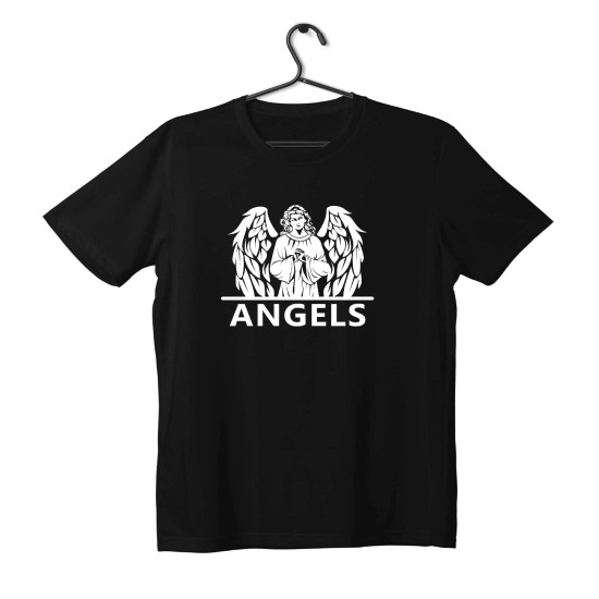 T-shirt Unisex Black Με Σχέδιο Angels