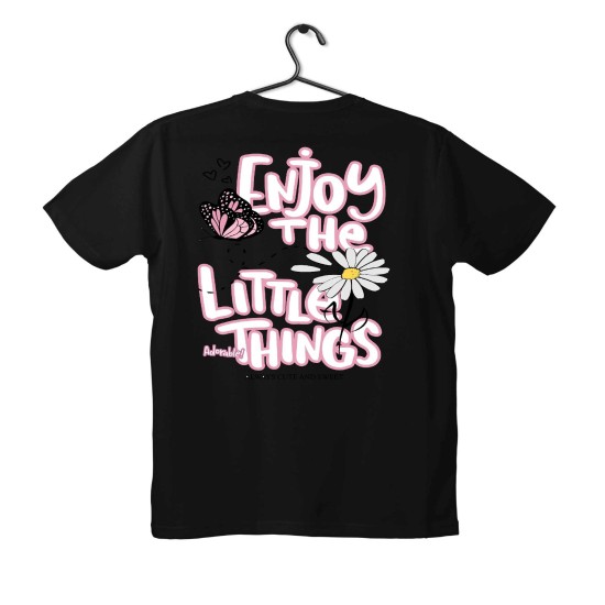 T-shirt Unisex Black Με Σχέδιο Enjoy the little things