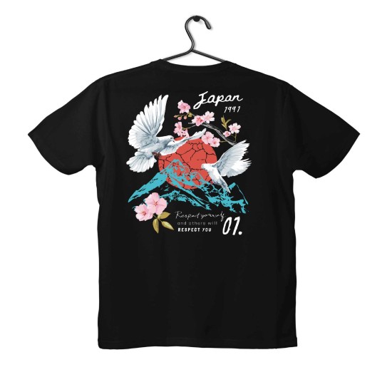 T-shirt Unisex Black Με Σχέδιο Japan 1991