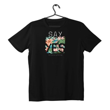 T-shirt Unisex Black Με Σχέδιο Say yes to everyting