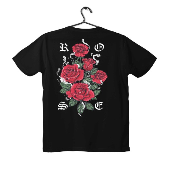 T-shirt Unisex Black Με Σχέδιο Rose
