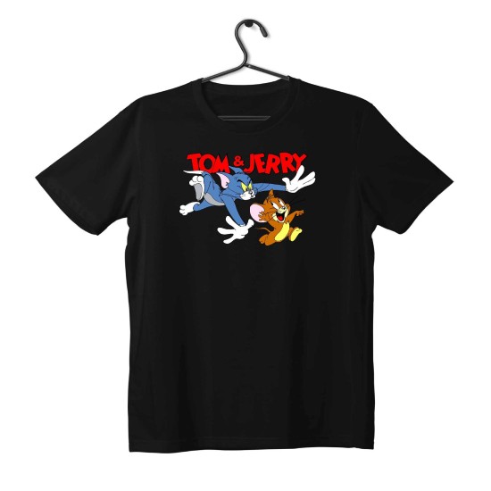 T-shirt Unisex Black Με Σχέδιο Tom Jerry chase