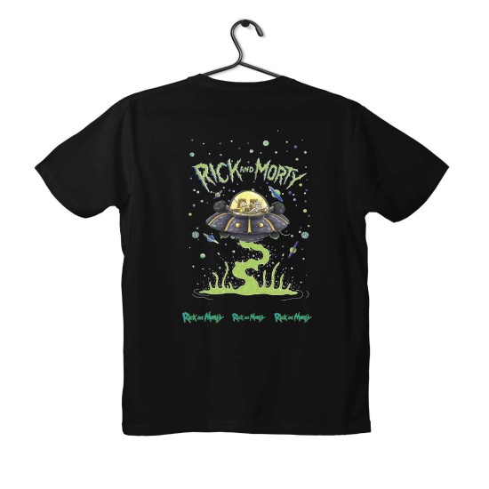 T-shirt Unisex Black Με Σχέδιο Rick and Morty