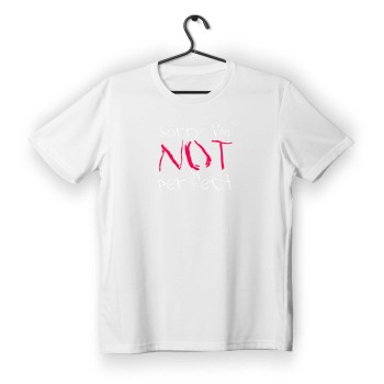 T-shirt Unisex White Με Σχέδιο Sorry i m not perfect