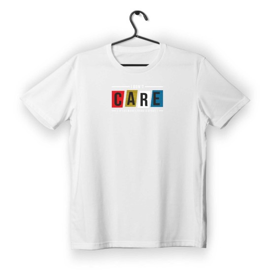 T-shirt Unisex White Με Σχέδιο Care