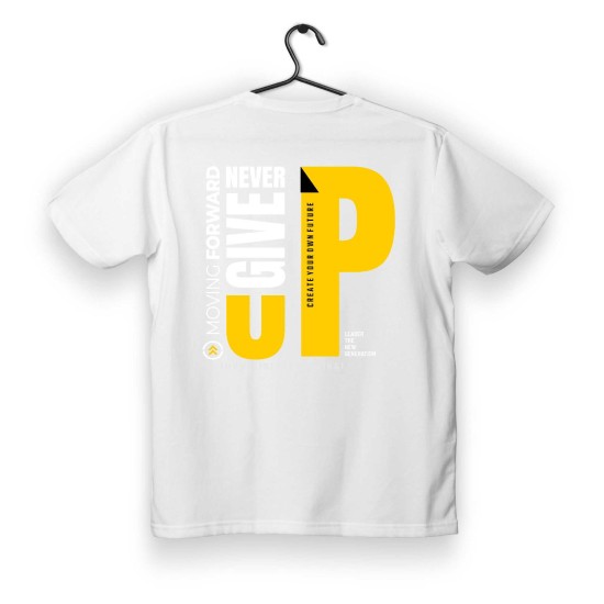 T-shirt Unisex White Με Σχέδιο Never give up