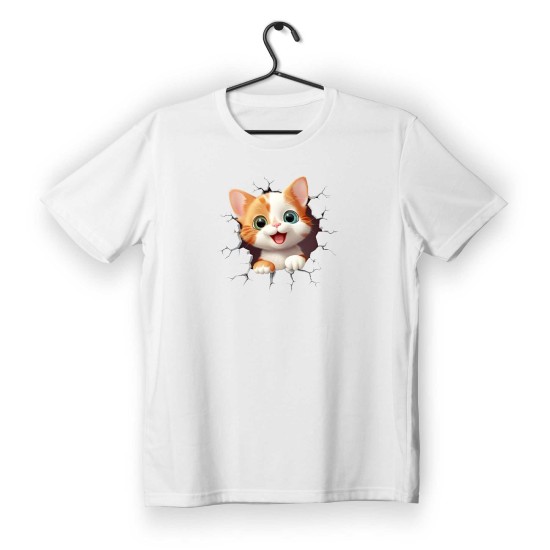 T-shirt Unisex White Με Σταμπα Mini cat
