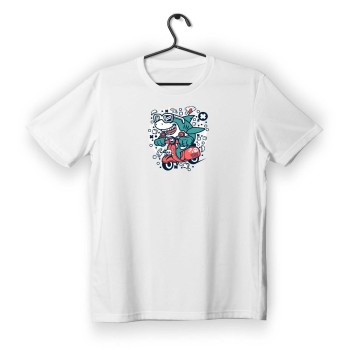 T-shirt Unisex White Με Σταμπα Cool shark