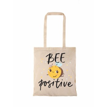 Τσάντα αγοράς ( NATURAL) με μακριά χερούλια BEE POSITIVE
