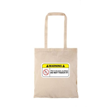Τσάντα αγοράς ( NATURAL) με μακριά χερούλια WARNING