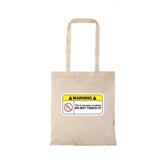 Τσάντα αγοράς ( NATURAL) με μακριά χερούλια WARNING