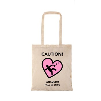 Τσάντα αγοράς ( NATURAL) με μακριά χερούλια CAUTION
