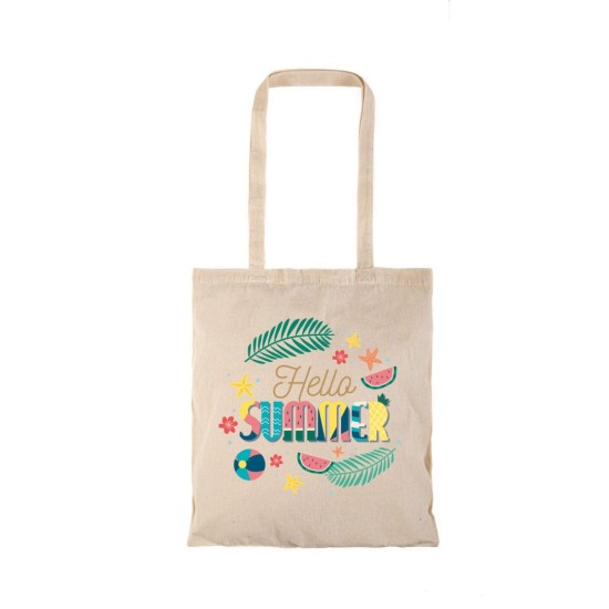Τσάντα αγοράς ( NATURAL) με μακριά χερούλια HELLO SUMMER4