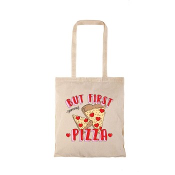 Τσάντα αγοράς ( NATURAL) με μακριά χερούλια PIZZA
