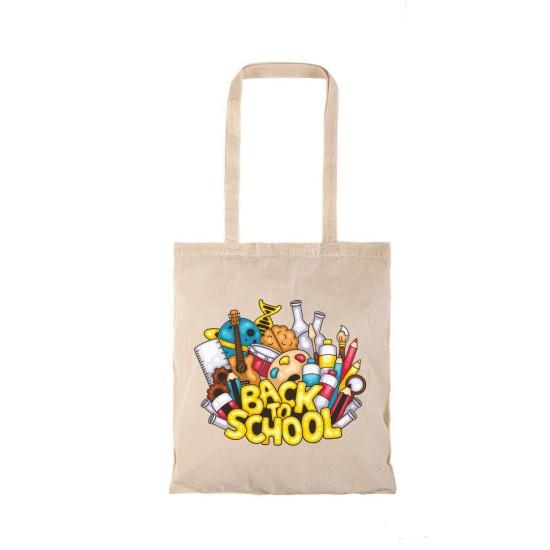 Τσάντα αγοράς ( NATURAL) με μακριά χερούλια BACK TO SCHOOL