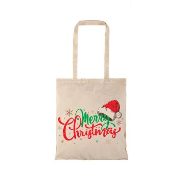 Τσάντα αγοράς ( NATURAL) με μακριά χερούλια  CHRISTMAS