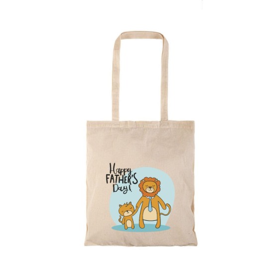 Τσάντα αγοράς ( NATURAL) με μακριά χερούλια HAPPY FATHERS DAY