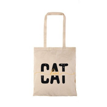 Τσάντα αγοράς ( NATURAL) με μακριά χερούλια CAT LOVERS