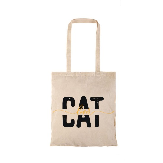 Τσάντα αγοράς ( NATURAL) με μακριά χερούλια CAT LOVERS