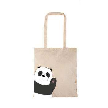 Τσάντα αγοράς ( NATURAL) με μακριά χερούλια  HELLO PANDA
