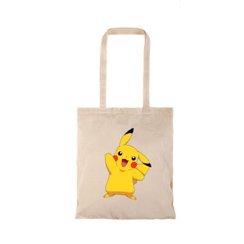 Τσάντα αγοράς ( NATURAL) με μακριά χερούλια  PIKACHU