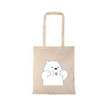 Τσάντα αγοράς ( NATURAL) με μακριά χερούλια WHITE BEAR