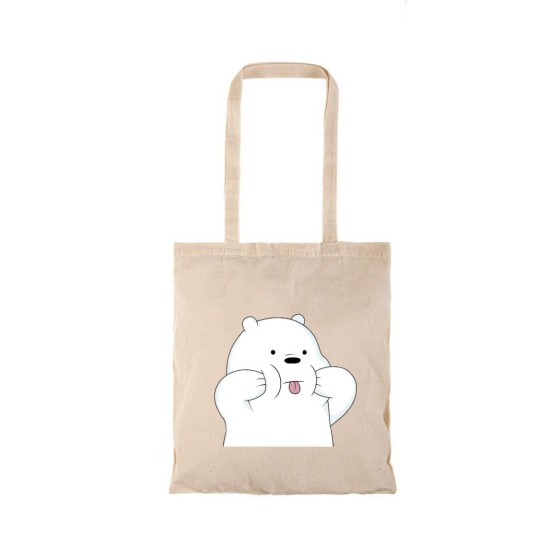Τσάντα αγοράς ( NATURAL) με μακριά χερούλια WHITE BEAR